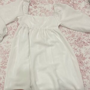 Elegant White Puff Sleeve Dress